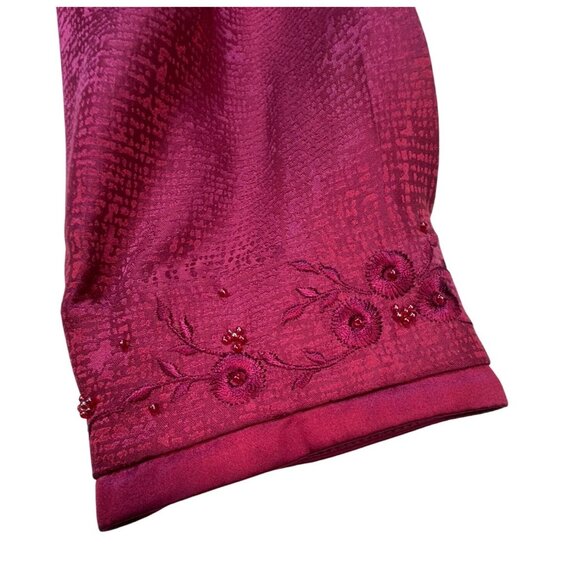 Papell Petites 2-Piece Silk Skirt Suit Set Size 6P Fuchsia - Picture 11 of 16